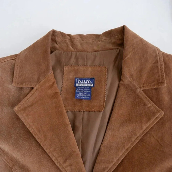 Vintage BUM Equipment Tan Suede Leather Button Up Jacket Size XL - Picture 11 of 13
